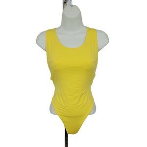 Molfroa Yellow Sleeveless Backless Stretch Bodysuit Size S